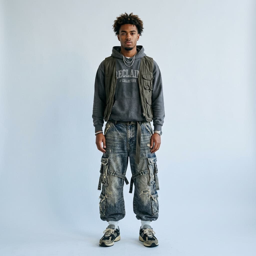 Acid Wash Cyber Cargo Pants