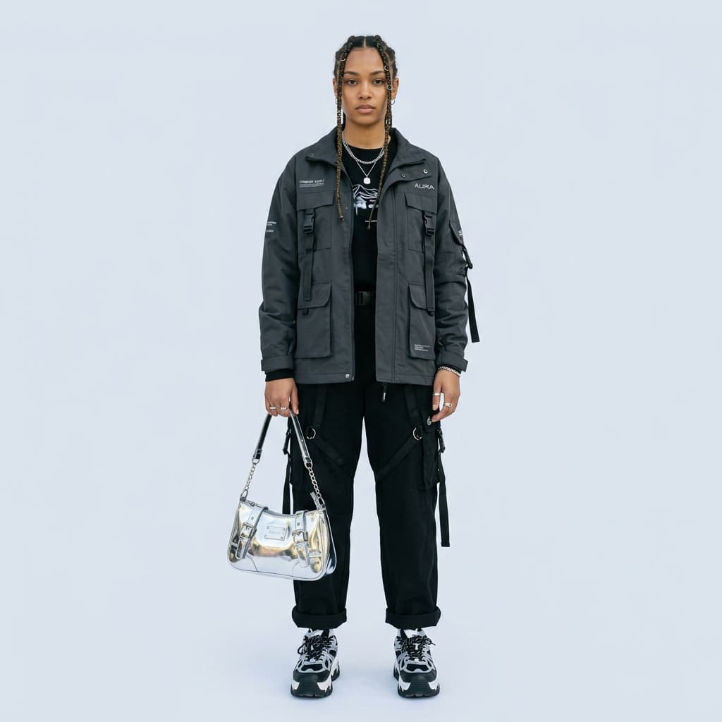Futuristic Nylon Shoulder Bag